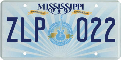 MS license plate ZLP022