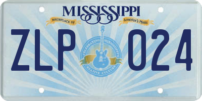 MS license plate ZLP024