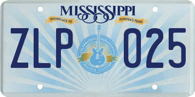 MS license plate ZLP025