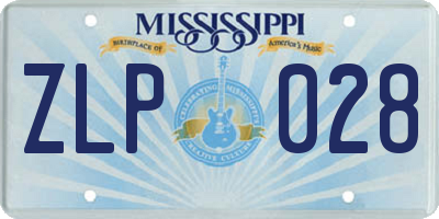 MS license plate ZLP028