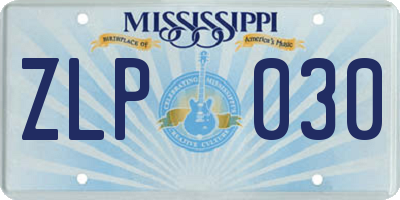 MS license plate ZLP030