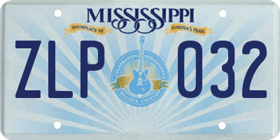 MS license plate ZLP032