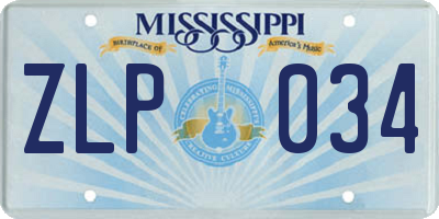 MS license plate ZLP034