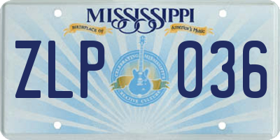 MS license plate ZLP036