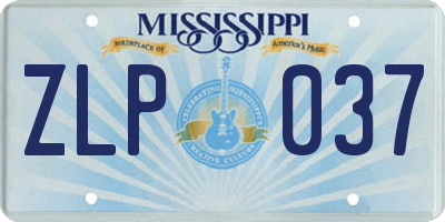 MS license plate ZLP037