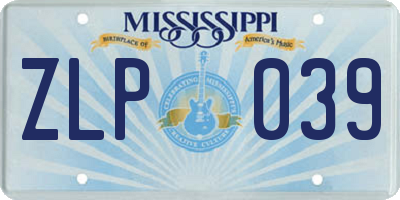 MS license plate ZLP039