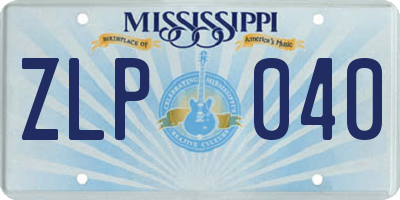 MS license plate ZLP040