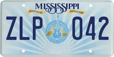 MS license plate ZLP042