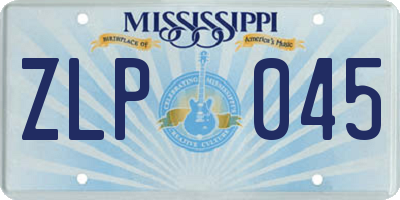 MS license plate ZLP045