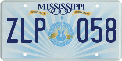 MS license plate ZLP058