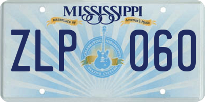 MS license plate ZLP060
