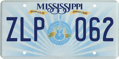 MS license plate ZLP062