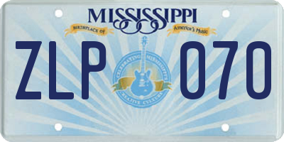 MS license plate ZLP070