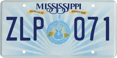 MS license plate ZLP071