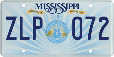MS license plate ZLP072
