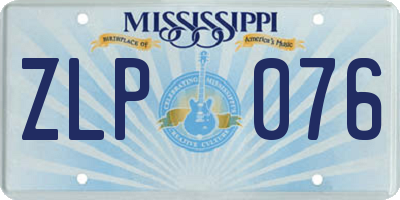 MS license plate ZLP076