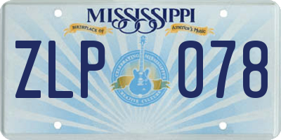 MS license plate ZLP078