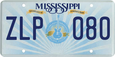 MS license plate ZLP080