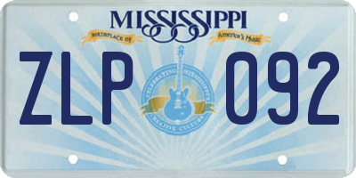 MS license plate ZLP092