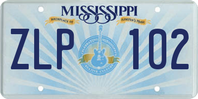 MS license plate ZLP102