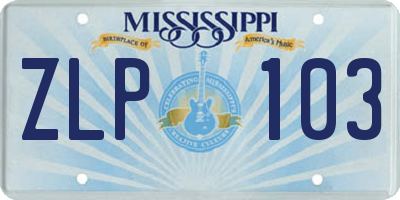 MS license plate ZLP103