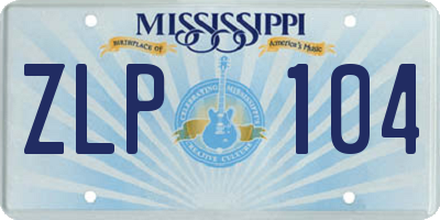 MS license plate ZLP104