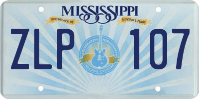 MS license plate ZLP107