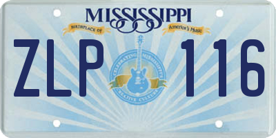 MS license plate ZLP116