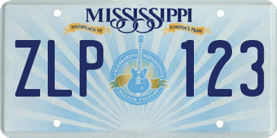 MS license plate ZLP123