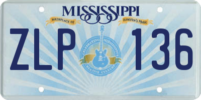 MS license plate ZLP136