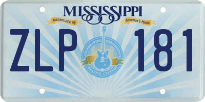 MS license plate ZLP181