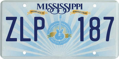 MS license plate ZLP187