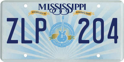 MS license plate ZLP204