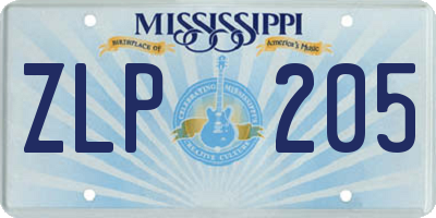 MS license plate ZLP205