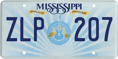 MS license plate ZLP207