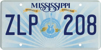MS license plate ZLP208