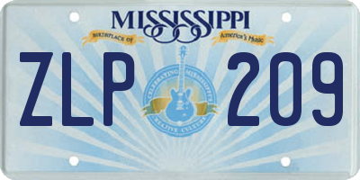 MS license plate ZLP209