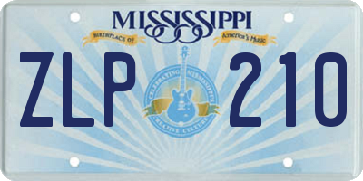 MS license plate ZLP210
