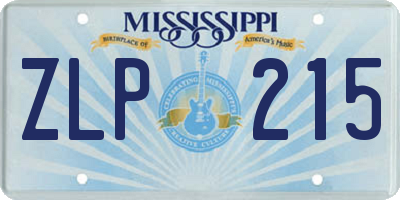 MS license plate ZLP215