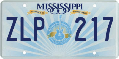 MS license plate ZLP217