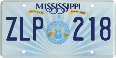 MS license plate ZLP218