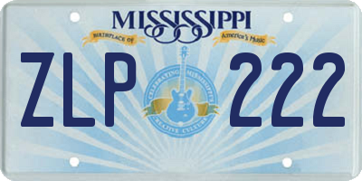 MS license plate ZLP222