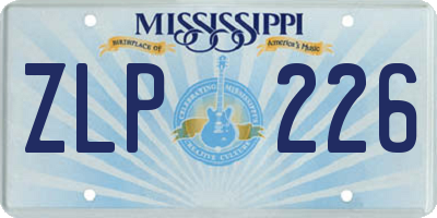 MS license plate ZLP226