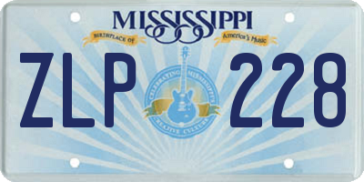 MS license plate ZLP228