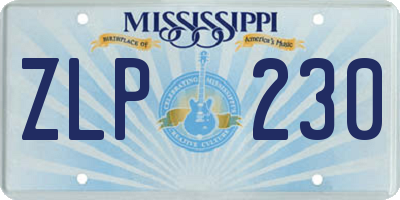 MS license plate ZLP230