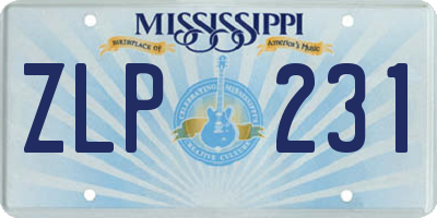 MS license plate ZLP231