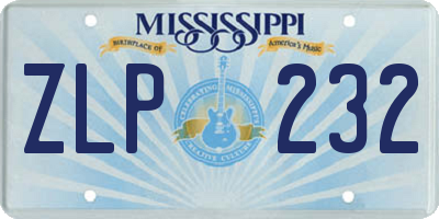 MS license plate ZLP232