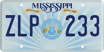 MS license plate ZLP233