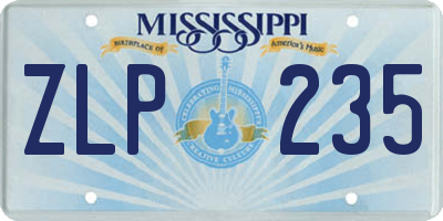 MS license plate ZLP235