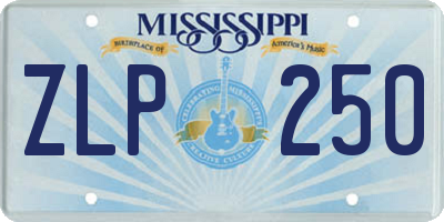 MS license plate ZLP250